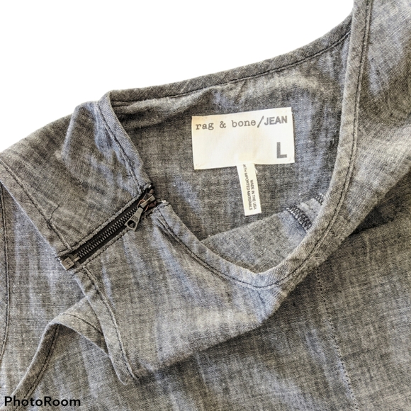 Rag & Bone Split Back Dark Grey Denim Tank -Large - Picture 3 of 4